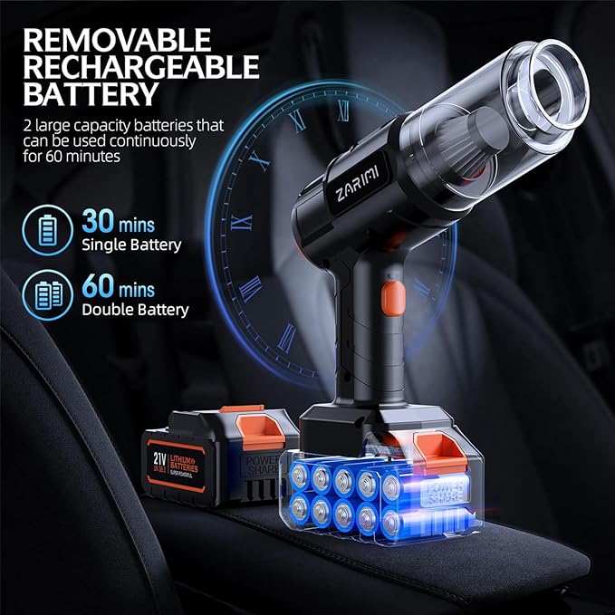 Car Vacuum Portable Cordless, 40,000Pa High Power Dust Buster, 6-in-1 Handheld Vacuum Cleaners for Home, Car, Pet Hair, Keyboard, Black