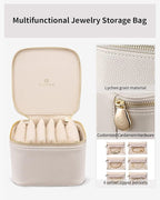 Vlando Jewelry Travel Case,Travel Jewelry Organizer with Clear Velvet Jewelry Bags 6Pcs Zipper Pouch for Women Girl Birthday Gift-White