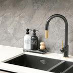 MOMEEMO Soap Dispenser for Kitchen Sink Comes with Stainless Pumps, Instant Dry Tray, and Dish Scrub Brush, Suitable for Black and White Kitchen Decor. (Black & White)