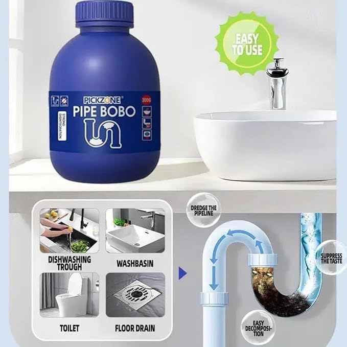 Sink and Drain Cleaner Powder - Drain Clog Remover, Pipe Bobo D-rain Cleaner for Kitchen Bathroom Tubs and Showers, Powerful Unclogging Improve Water Flow (2 Bottle, Fl Oz, 26.8)