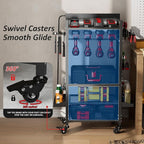 Power Tool Organizer Cart with 8 Charger Ports & Adjustable Storage, Garage Workshop Utility Cart for Mechanic, Birthday Gift Ideas for Men