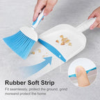 NACENA Small Dust Pan and Brush Set, Mini Broom and Dustpan Set Small Hand Broom and Brush Combo Dust Pan for Home Cleaning Drawers Desktop Sofas and Outdoor, Dark & Blue