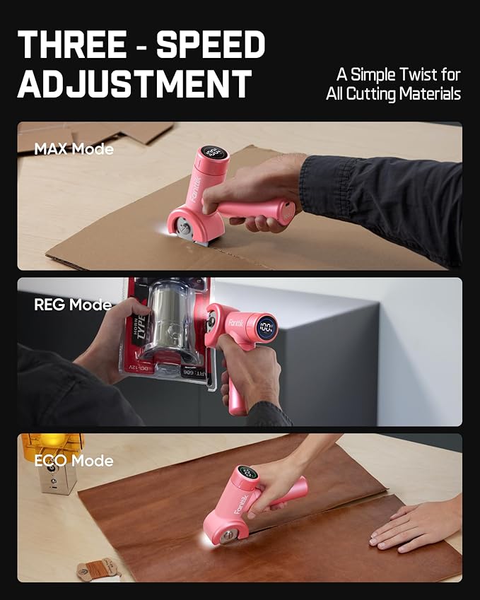 Fanttik C8 Nano Easyswap Cordless Electric Scissors with LED Display, Type-C Rechargeable Cardboard Cutter with 2 Blades, EasySwap Blade Change, LED Light, for Thin Cardboard Box Carpet Leather, Pink
