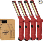 Working Light Portable, Rechargeable Work Lights with Magnetic Base Hanging Hook,360° Rotate 5 Modes,COB LED 800 Lumens Foldable Inspection Light for Car Repair, Grill and Outdoor Use(4pack)