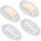 Plastic Soap Holder Soap Dish Bar Saver Tray with Holes Soap Sponge Holder for Kitchen Bathroom Shower Counter, 4.5 x 3 x 0.7 Inches (Clear,4 Pcs)
