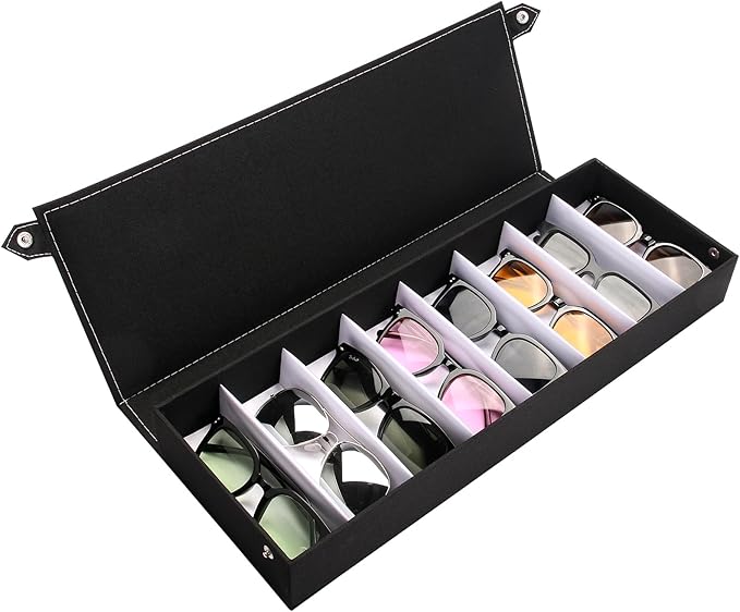 8-Slot Eyeglass Case Organizer - Stylish Storage for Sunglasses & Glasses, Ideal for Home Use & Eyewear Collectors