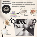 BROWNLILY Handwoven Clothes Basket Laundry Hampers Large Wicker Storage Baskets for Shelves Blankets Closet Storage Bins Car Bedroom Bathroom Organizers and Storage Bath (Pack of 4, Beige & Black)