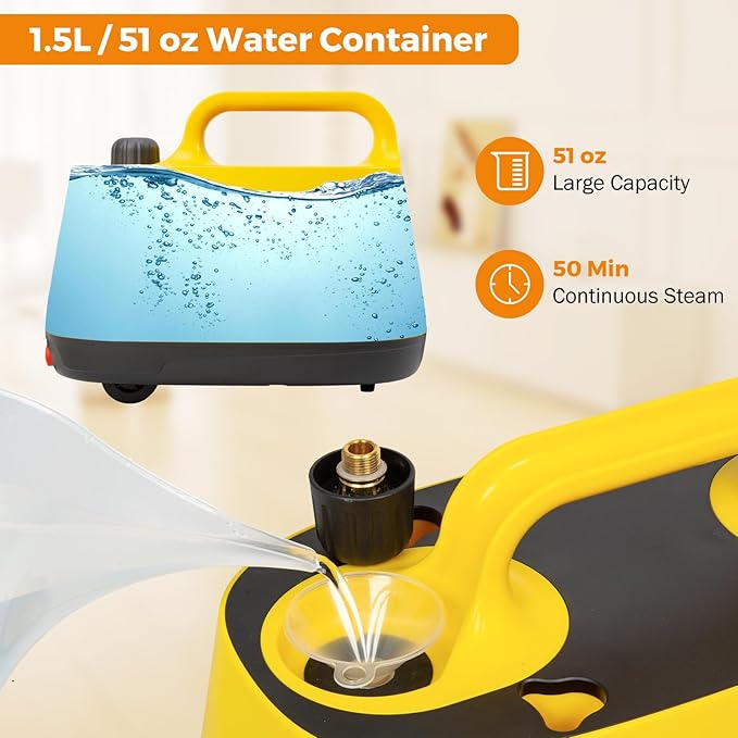 BEAMNOVA Steam Cleaner Electric Household Steamer High Pressure Multipurpose Rolling Cleaning Machine for Carpet Upholstery Floor Car Detailing Home Inside 1.5L 50.72oz Water Container with Roller