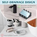 Silicone Soap Dish with Drain, Upgrade Double Suction Cups at The Bottom for Anti-Slip and Stability, Soap Dish Shower Waterfall Bar Soap Holder Tray with Drain Soap Holder (1, Grey)