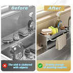 Utensil Holder,Compact Kitchen Sink Drying Rack - Durable and Stylish Solution,Self-Draining Tray Design,with Rag Rack（Gray）