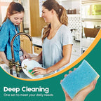 Scrub Sponge, 4 Pack Dual-Sided Temperature-Responsive Scrubber - Non-Scratch - Multipurpose Dish Sponges for Kitchens, Bathrooms, and Outdoor Use - S Shape