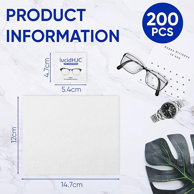 Lens Wipes for Eyeglasses/Camera Lenses,and Screens of cellphones/laptops/Computers .Cleaning Spots or dirts. Wrapped Individually Paper Wipes, Count 200