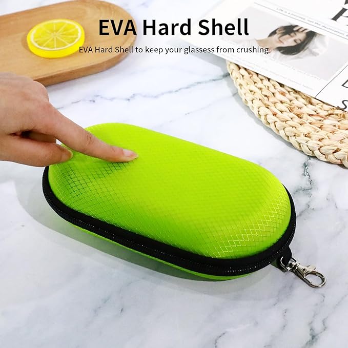 Double Eyeglasses Case, Hard Shell Dual Sunglasses Organizer with Zipper Clip Travel Glasses Storage for Women Men