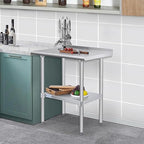 Hally Stainless Steel Table for Prep & Work 24 x 30 Inches, NSF Commercial Heavy Duty Table with Undershelf and Backsplash for Restaurant, Home and Hotel