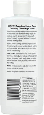 HOPE'S Cooktop Cleaning Cream, Fast Acting, No-Rinse Cooktop Cleaner for Glass Top Stoves, Polishes and Removes Burnt-on Stains Easily on Glass Ceramic Cooktops, 8 Fl Oz, Pack of 12