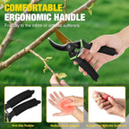 Yesker Pruning Shears for Gardening 8.5" Professional Bypass Garden Scissors Yard Clippers with Sharp SK5 Steel Blade Heavy Duty Hand Pruners for Branch Flower Plant Trimming Cutting Gardening Tools