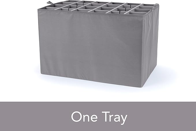 Covermates Keepsakes - Adjustable Zip-Top Storage Box - Configurable FlexGrid Compartments - Heavy Duty Polyester- Reinforced Handles - Stackable Design - Indoor Storage, Grey Heather