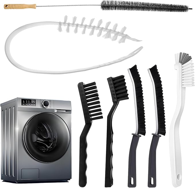 Washing Machine Crevice Cleaning Brush, 7 Pcs Cleaning Supplies Tools,Front Load Washer Machine Cleaner Accessories, 2 Pcs Drum Laundry Cleaner Brush and 5 Pcs Hard Brushes Crevice Parts Washer Brush