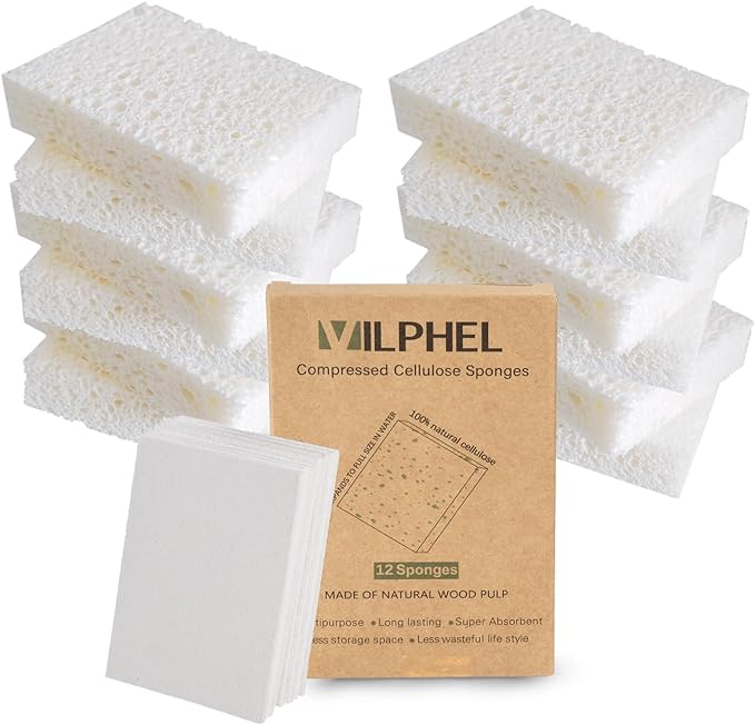 12 Pack Dishwashing Sponges Natural Cellulose Sponges Plant Based Resilient and Reusable Soft Dish Sponges for Washing Dishes DIY Craft Sponge for Fun
