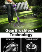 Weed Wacker Cordless, GearBrushless™, 3-in-1 Edger/Mower/Trimmer with Blade, 120 Min Runtime(Two 4.0AH Batteries)