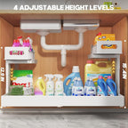 1 Pack-15.7"-25.7"W Expandable Under Sink Organizer With Upgrade Ball-Bearing Slide,2-Tier Pull Out Under Cabinet Organizer Height Adjustable,Not Suitable For Cabinets With Partitions In The Middle