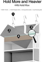 1 Pack Over The Door Storage Organizer with 5 Pockets 10 Mesh Side Pockets, 44 lbs Weight Capacity Door Hanging Organizers and Storage for Bedroom,Bathroom,Nursery,Pantry,Dorm(Light Gray)