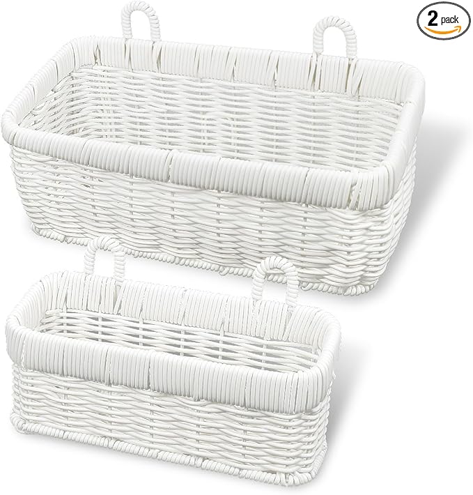 AceList Wall Hanging Basket, Boho Style Hand-Woven Hanging Storage Baskets - Set of 2, Ideal for Boho Room Decor, Kitchen, Garden, and Living Room