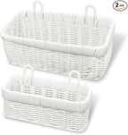 AceList Wall Hanging Basket, Boho Style Hand-Woven Hanging Storage Baskets - Set of 2, Ideal for Boho Room Decor, Kitchen, Garden, and Living Room