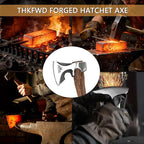 Camping Hatchet -Chopping Axe with Leather Sheath, 14.4" Forged Carbon Steel Wood Splitting Axe for Chopping Camping Survival