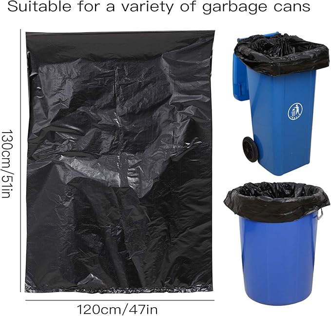 65 Gallon Trash Bags,25 Pieces large Black Heavy Duty Trash Can Liners,Large Size Trash bags Garbage Bags for Indoor and Outdoor