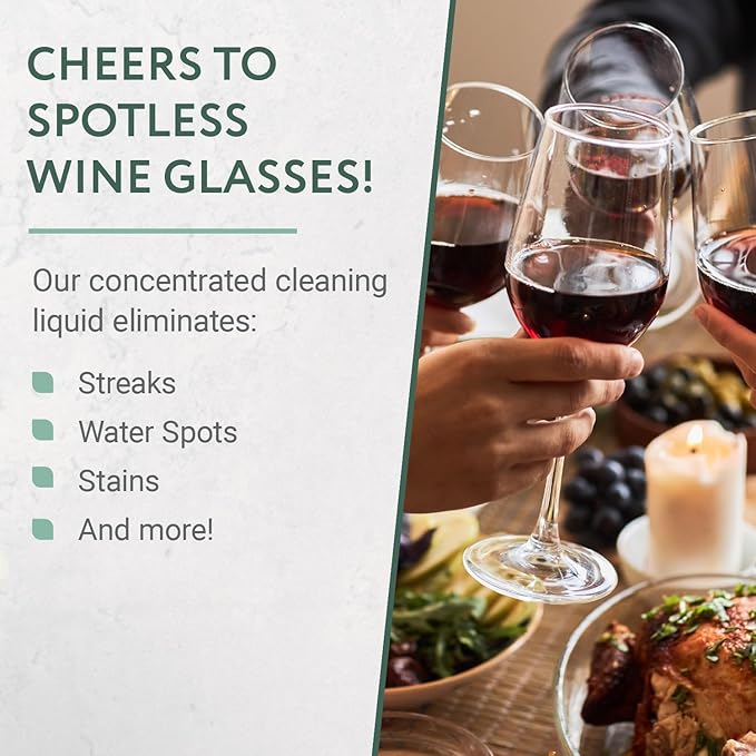 IMPRESA Concentrated Liquid Wine Glass Cleaner - 8 fl oz, Unscented - Streak-Free, Removes Water Spots, Stains & Cloudiness