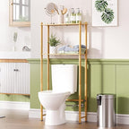 AmazerBath Bamboo Over The Toilet Storage Shelf, 2-Tier Over Toilet Organizer Rack, Freestanding Above Toilet Shelf for Bathroom, Laundry, Space Saver, Natural Color