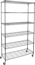 WDT NSF Certified Storage Shelves on Wheels, Heavy Duty Metal Shelves for Storage with Adjustable Stand, 6-Tier Wire Shelving Unit for Garage Pantry Kitchen Shelf Rack, 47" D x 17" W x 80" H