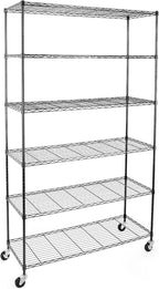 WDT NSF Certified Storage Shelves on Wheels, Heavy Duty Metal Shelves for Storage with Adjustable Stand, 6-Tier Wire Shelving Unit for Garage Pantry Kitchen Shelf Rack, 47" D x 17" W x 80" H