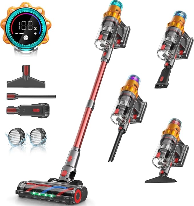 S8 Cordless Vacuum Cleaner, 600W 48Kpa 65mins Stick Vacuum Rechargeable, Wireless Lightweight Handheld Vacuum Cleaners for Home Pet Hair Carpet Hardwood Floor Car