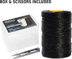9-Ply Black String Waxed Twine, 660 Feet per Roll Heavy Duty Twine String, Black Cable Tie Down Wax Lacing Cord for Indoor or Outdoor Use,Thick Black Twine Wax String with 160 LBS Tensile Strength (1)