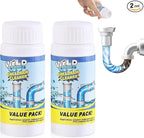 2PCS Wild Tornado Pipe Dredge, Wild Tornado Sink and Drain Cleaner, Drain Cleaner Powder for Kitchen Toilet Pipeline Quick Cleaning Tool (2, A)