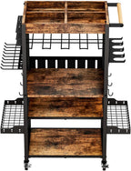 Heavy-duty metal tool organizer,Premium thickened wood panels,tool organizer 5 Layers + 5 Side Hooks Integrated Design Tool Organizers and Storage