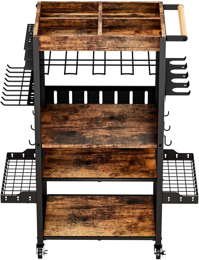 Heavy-duty metal tool organizer,Premium thickened wood panels,tool organizer 5 Layers + 5 Side Hooks Integrated Design Tool Organizers and Storage
