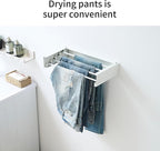 Clothes Drying Rack, Laundry Hanger Dryer Rack, Wall Mounted Drying Rack for Laundry, Foldable Drying Rack Indoor Outdoor, 19.7" Wide, 4 Aluminum Rods, 40 lb Capacity (White 19.7")