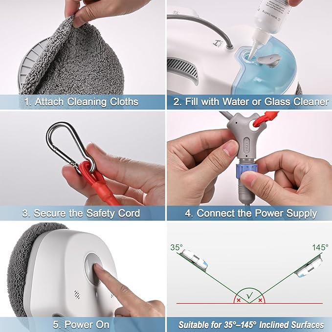 S7 Window Cleaning Robot, 5500Pa Suction, 3D Floating Chassis, HydroJet Water Spray 80ml Tank, Multiple Safety Systems, SLAM 4.0 Navigation, 8 x Cloths, All-in-One Storage Box