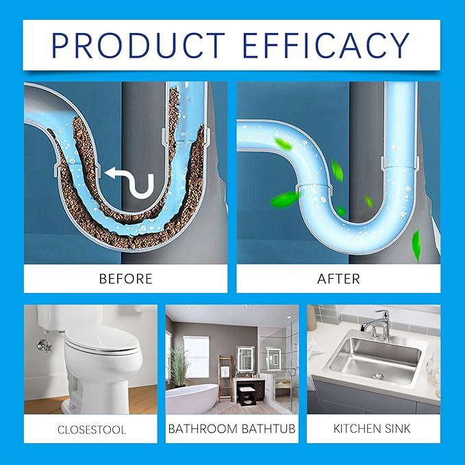 Powerful Pipe Dredging Agent,Pipeline Dredging Agent for Kitchen and Toilet Pipelines,Kitchen Sink Drain and Pipe Cleaner,Drain Clog Remover (1PCS)