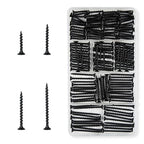 #6 Black Wood Screws for Drywall, Drywall Screw Combo Kit, 166 Pieces Coarse Threaded Slate Screw Set, Phillips Groove Self-Tapping Drywall Screws 4 Sizes 1", 1-1/4", 1-5/8", 2"