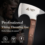 Freelander 8.3" Professional Throwing Axes and Tomahawks 3 Pack, Viking Axe Set with Leather Sheath, High Carbon Stainless Steel Throwing Hatchet for Adults, Axe Throwing Game for Backyard