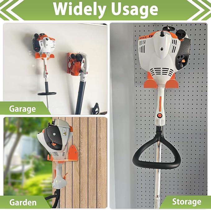 Trimmer Rack Wall Mount Heavy Duty Weedeater Hanger for Garage Wall Bracket Garage Organizer Weed Eater Hanger for Grass Trimmer, Garden Tools 2 Pack