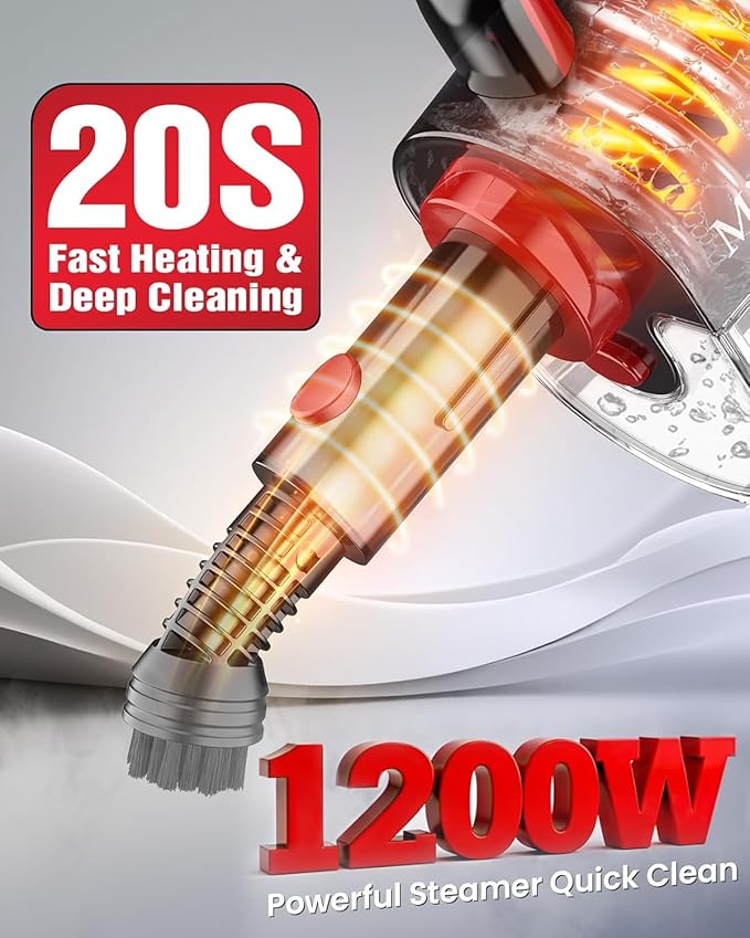 Steam Mop Cleaner Safe High-temp for Deep Cleaning, Lightest Detachable Floor Steamer with 2 Steam Mode 3 Adjustable Level Heavy Duty Powerful Handheld Steam Cleaner for Hardwood & Laminate Tile Grout