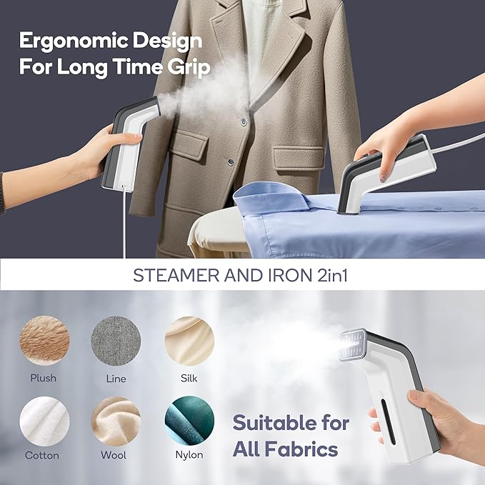 Travel Steamer for Clothes,100V-240V for Globle Traveling,Book-size Integrated design,Steamer ＆ Iron 2 In 1 for Clothes Portable mini, Clothes Steamer handheld for Home,Office(Panda color)