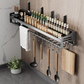 kitchen utensil hanger, wall mounted rail with hooks, waterproof hooks for utensils, easy installation without drilling (31.5 inches, Count, 2)