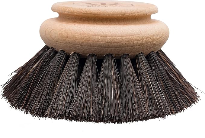 Redecker Horsehair Replacement Head for Dish Brush, 2-inch, Set of 2, 100% Natural and Soft Dark Horsehair and Untreated Beechwood, Made in Germany