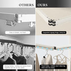 Clothes Drying Rack Wall Mounted Foldable Laundry Drying Rack Collapsible/Retractable Space Saving Laundry Hanger Dryer Rack with Additional Bar-Matte White